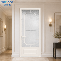 Puerta de Vidrio Vintage para Baño con Vidrio de Privacidad Estampado, Diseño de Marco con Rejilla Geométrica, Superficie Acabada para Uso en Hoteles y Villas