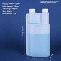 En stock : Bouteille à double col 1L, Bouteille à additifs à double port, Bouteille à réactifs, Bouteille mère, Bouteille en plastique à double port 500ml