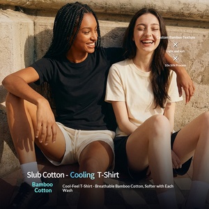 T-<span class=keywords><strong>shirt</strong></span> <span class=keywords><strong>femme</strong></span> en coton slub à épaules droites, sensation rafraîchissante, respirant, doux pour la peau, amincissant, couleur unie, <span class=keywords><strong>col</strong></span> <span class=keywords><strong>rond</strong></span>, coupe ample - Product Image 5