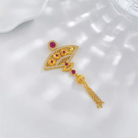Ciondolo in Argento S925 Placcato Oro con Diamante Coltivato in Laboratorio, Design a Ventaglio di Sabbia Antica con Luce Fluida e Nappa, Gioiello Raffinato da Donna, Charm Delicato