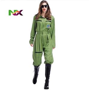 Costume d'<span class=keywords><strong>Halloween</strong></span> rétro <span class=keywords><strong>Top</strong></span> <span class=keywords><strong>Gun</strong></span> Maverick Flight Dress pour adulte, uniforme de pilote américain vert, groupe d'enfants - Product Image 5