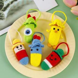Hot-Selling Handmade Knitted Lipstick Case Crochet Finished Hot-Cotton Type for Home Decoration DIY Technique Featuring Flower