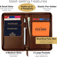 Portefeuilles de voyage en cuir véritable personnalisés pour la famille, avec fermeture éclair, porte-documents, étui pour passeport, avec RFID, portefeuilles en cuir Crazy Horse