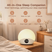 Réveil intelligent HiFiD avec contrôle par application, routines de réveil et de sommeil personnalisées, machine à bruit blanc et sons du lever du soleil multicolores