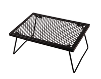 Barbecue de camping portable pliable noir en acier émaillé avec chariot, dispositif de sécurité flamme et hauteur réglable facilement