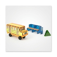 Jeu de tuiles magnétiques colorées pour fenêtres, ensemble bus scolaire et arrêt de bus, blocs de construction pour enfants, thème circulation, jouet éducatif STEM
