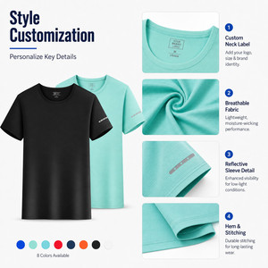 T-shirt de sport Dry Fit personnalisé avec logo, haute qualité, réfléchissant, en maille, streetwear, vêtements pour <span class=keywords><strong>homme</strong></span>, fournisseur en gros - Product Image 4