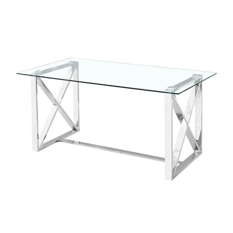 Tabela de jantar de aço inoxidável, estilo nórdico, design moderno, favorável ao ambiente, pernas