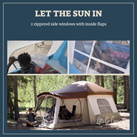 Tente de camping convertible 8 personnes, double couche, armature en acier renforcé, 100% polyester résistant aux intempéries, avec moustiquaire intégrée