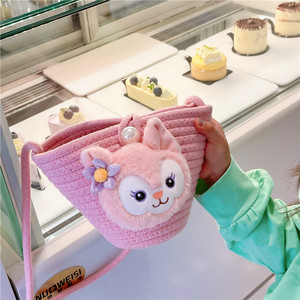 Sac à bandoulière en paille tressée pour enfants, motif dessin animé mignon, style anime, collection Printemps 2023, pour filles, usage quotidien - Product Image 4