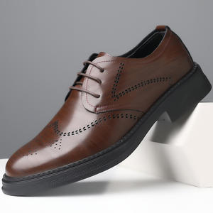 Chaussures habillées décontractées pour hommes, élégantes, à lacets, à bout pointu, rehaussantes, en microfibre respirante - Product Image 3