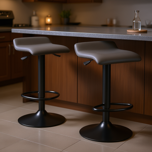 Ensemble de 2 tabourets de bar pivotants contemporains Db Tarah, réglables, en acier noir et gris ardoise, pour la cuisine - Product Image 2