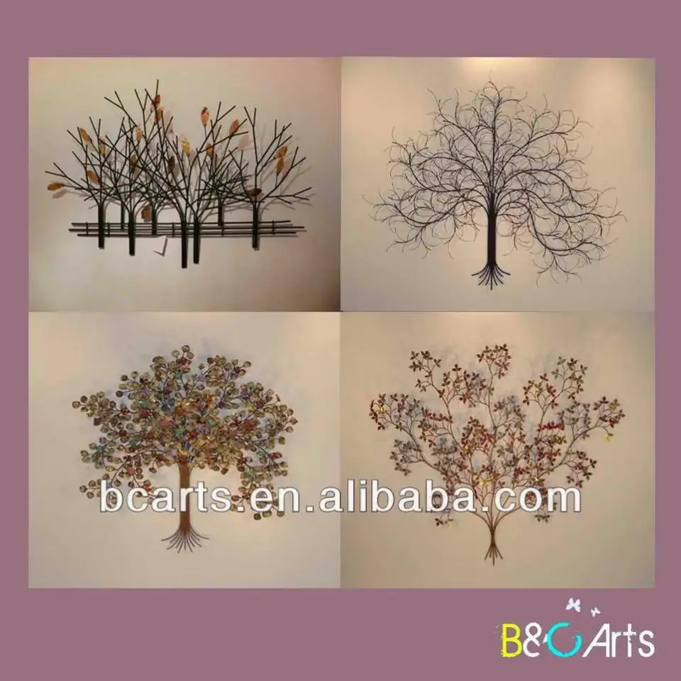 Arte de parede artesanal decorada, alta qualidade, feita à mão, moderna, abstrata, árvore, metal, parede