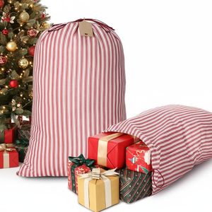 Chaussettes de Noël personnalisées brodées à rayures, décorations de cheminée en toile, assorties au sac du Père Noël, ensemble de chaussettes de Noël par sublimation - Product Image 1