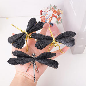 Libélula de turmalina negra de cristal natural al por mayor, Libélula de cristal tallada a mano para regalo de cristal - Product Image 5