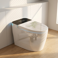 WC intelligent de luxe avec bidet intégré, lumière d'ambiance, siège chauffant, eau chaude instantanée, auto-nettoyant, à poser au sol, télécommande pour la maison