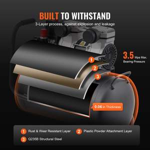Compresor de aire sin aceite portátil compacto de 8 galones DB al por mayor 90 PSI - Product Image 5
