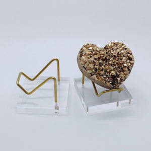 บล็อกคริลิคที่ชัดเจนด้วยโลหะยืนแสดงสำหรับฟอสซิลแร่หินและ Geodes แสดงมุมเอียงสนับสนุนแร่ - Product Image 2