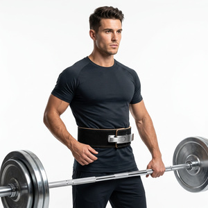 Ceinture de soutien lombaire réglable en cuir de vachette robuste antidérapante, épaisseur 10-13 mm, avec boucle écologique pour la musculation - Product Image 1