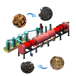 Rice Husk Activated Carbon Furnaces Rotary Continuous Carbonization Furnace