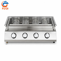 Barbecue à gaz commercial quatre brûleurs en acier inoxydable avec contrôle de température pour restaurants, hôtels et extérieur