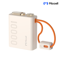 Banco de Energía Portátil Miccell de 10000 mAh con Cable USB-C/L Integrado, Pantalla LED y Carga Rápida para iPhone, Android y Viajeros