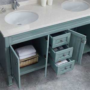 Mueble de Baño Económico de Estilo Moderno con Grifo y Cajón, Encimera de Laminado y Mármol Artificial para Apartamentos - Product Image 3