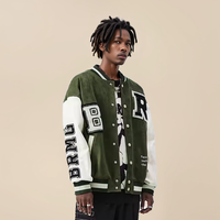 Blouson Bomber de Baseball Universitaire Personnalisable OEM de Haute Qualité pour Homme, avec Patch Brodé, Manches Épaisses en Laine/Viscose, Style High Street