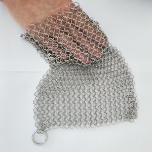 Limpiador de hierro fundido de acero inoxidable, estropajo de cadena, malla de alambre tejida, servicio de procesamiento de doblado de malla. - Product Image 1