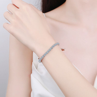 Bracelet chaîne tennis Miami en argent sterling plaqué or 14 carats avec moissanite 3 mm effet givré, style hip-hop, vente en gros, très demandé