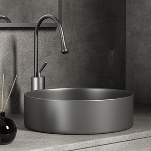 <b>Round</b> Ceramic Countertop <b>Basin</b> Single Hole Sink For Bathroom Balcony Home Apartment - Product Image 1