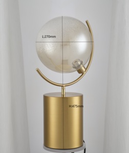Lampe de table moderne en métal doré, globe, LED, lumière blanc chaud, décoration d'intérieur, lampe de bureau, grande taille, commande par interrupteur - Product Image 2