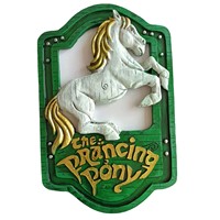 Plaque murale décorative en résine, dragon vert et poney dansant, style médiéval fantastique, pour bar, intérieur ou maison