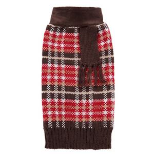 Grade xadrez clássico malha camisola do cão <span class=keywords><strong>XXL</strong></span> com lenço decorativo moda inverno Pet Jumper - Product Image 2