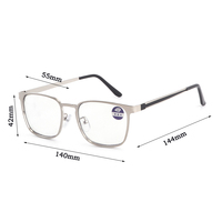 Montures de lunettes classiques en métal, carrées, photochromiques, verres transitionnels, lunettes anti-lumière bleue pour hommes