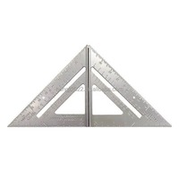 Règle triangulaire impériale en argent de 7 pouces, règle d'angle épaissie à 90 degrés, règle d'angle droite en alliage d'aluminium pour le travail du bois