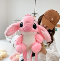 Sac à dos en peluche Stitch bleu de 25 cm, motif dessin animé, vente en gros, sacs à dos mignons Stitch, poupées en peluche, sacs pour filles