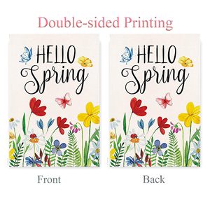 Xin Chào Mùa Xuân 12x18 Inch Hai Mặt Vườn Cờ Thanh Lịch Ngoài Trời Sống <span class=keywords><strong>Polyester</strong></span> Clover Cảm Thấy Trang Trí Cờ Cho Sân - Product Image 2