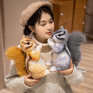 Dễ thương thêu mô phỏng ít sóc búp bê siêu mềm đồ chơi sang trọng giảm căng thẳng PP bông lưới ngồi tư thế sọc sở thú - Product Image 4