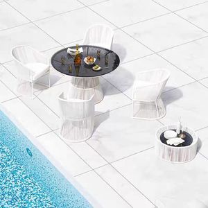 Fabrik anpassen wasserdichte Esszimmers tühle und Tische Outdoor Aluminium rahmen Patio Garden Dining Hote Schwimmbad Rattan Stuhl - Product Image 1
