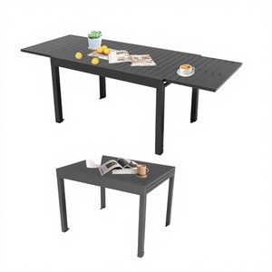 Table de salle à manger extérieure en aluminium extensible, style moderne élégant, construction durable, pour cour et jardin, offrant une grande capacité de réception. - Product Image 2