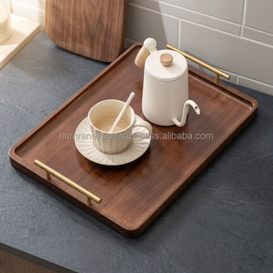 Plateau de service pliable en bois de luxe au design personnalisé avec poignée en acier inoxydable, facile à nettoyer, capacité >501 ml, à un seul niveau - Product Image 3