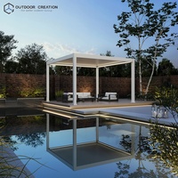 Zware aluminium pergola met 0-135 graden precisie-lamellenbediening, 100% lekvrij ontwerp, geïntegreerde onzichtbare LED-verlichting voor de achtertuin