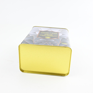 Custom Luxury Gold Line Print Tall Rectangular <b>Metal</b> Tea Tin Can Black Lid Empty Tin <b>Box</b> for 300g Ceylon Black Tea Packaging - Product Image 2