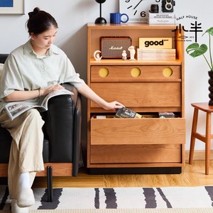 ตู้ลิ้นชักไม้เชอร์รี่ 5 ชั้น ตู้เก็บของ 68x40x112 มม. เฟอร์นิเจอร์ห้องนอน - Product Image 2