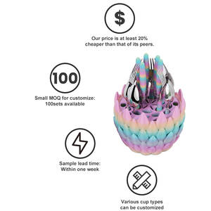 Sản phẩm mới khủng long trứng thép không gỉ thiết lập dao kéo 24 miếng thép không gỉ khủng long trứng trang trí dao muỗng nĩa - Product Image 4