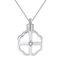 Colgante Cruzado Conmemorativo de Acero Inoxidable Plateado con Circonita, Regalo Unisex