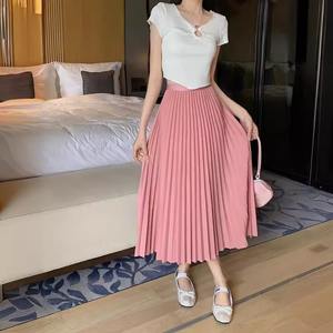 Váy xếp ly dài dáng rộng chất <span class=keywords><strong>satin</strong></span> cao cấp, màu trơn, thoáng khí, kiểu dáng thời thượng thanh lịch năm 2025, bán buôn - Product Image 4