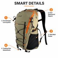 Sac à dos de camping imperméable de haute qualité 25L pour femmes et hommes, ergonomique, respirant, sac à dos de jour personnalisé OEM, léger, pour la randonnée