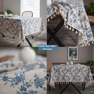 <span class=keywords><strong>Tovaglia</strong></span> da pranzo in <span class=keywords><strong>pizzo</strong></span> francese Vintage blu rosa stampa floreale <span class=keywords><strong>tovaglia</strong></span> <span class=keywords><strong>di</strong></span> <span class=keywords><strong>lino</strong></span> <span class=keywords><strong>di</strong></span> cotone <span class=keywords><strong>con</strong></span> nappine - Product Image 2